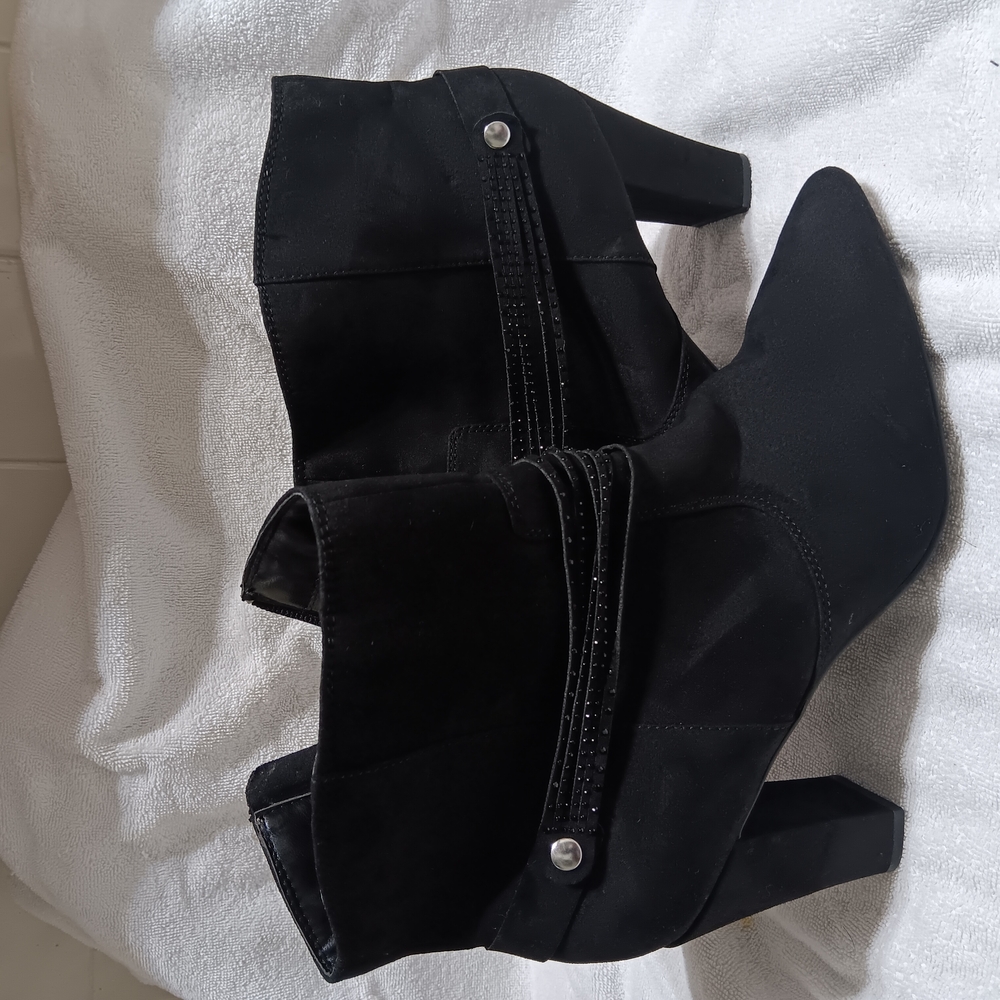 A/M Elegant Black Women's Ankle Boots Side .Zipper